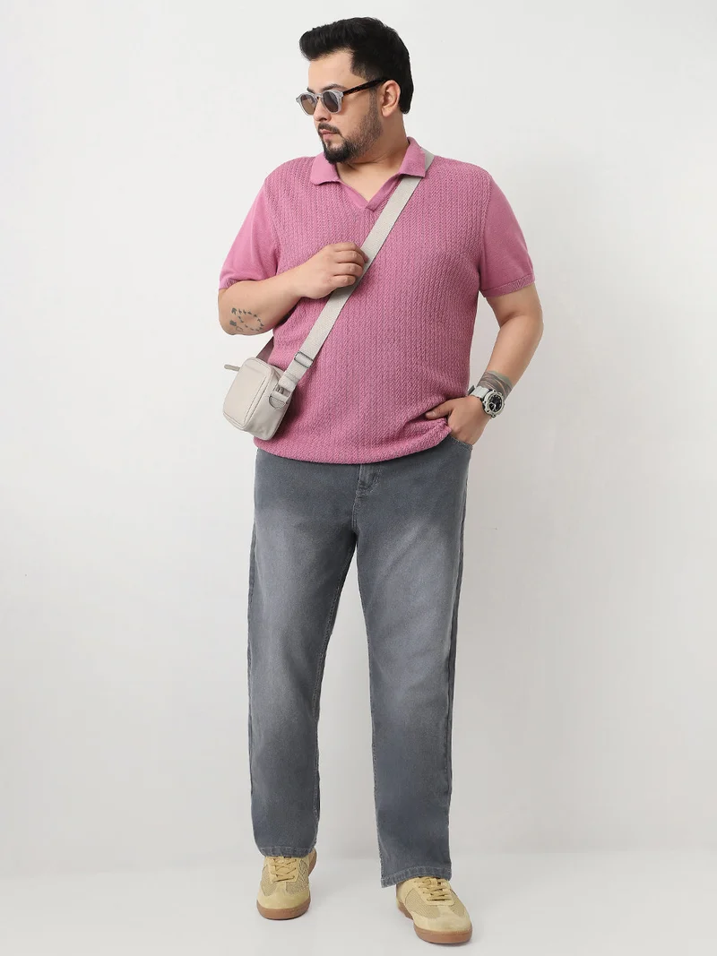 Urbano Fashion  Urbano Plus Men's Grey Straight Fit Washed Jeans Stretchable  | Best Price UAE