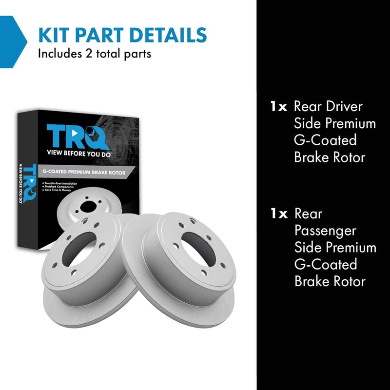TRQ Rear Brake Rotors Set Premium G-Coated 2 Piece Smooth Driver & Passenger Side Compatible with 2011-2014 Chrysler 200 2016-2017 Mitsubishi Lancer - Image 2