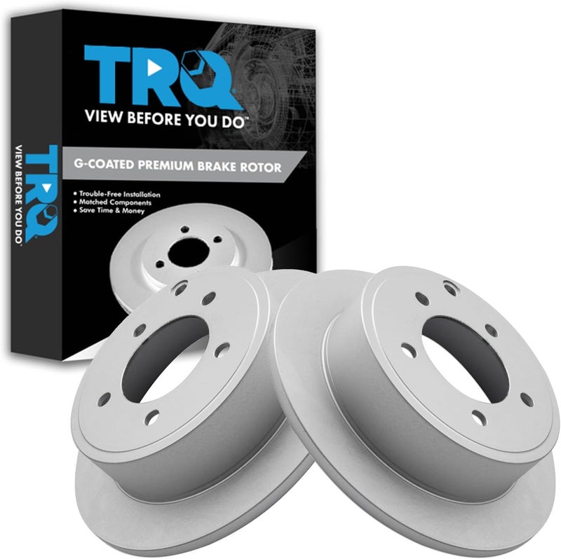 TRQ Rear Brake Rotors Set Premium G-Coated 2 Piece Smooth Driver & Passenger Side Compatible with 2011-2014 Chrysler 200 2016-2017 Mitsubishi Lancer - Image 1
