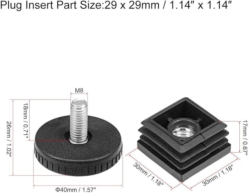 Adjustable Furniture Levelers 40mm Base Diameter M8 Thread 20 Pieces Sliders - Image 2