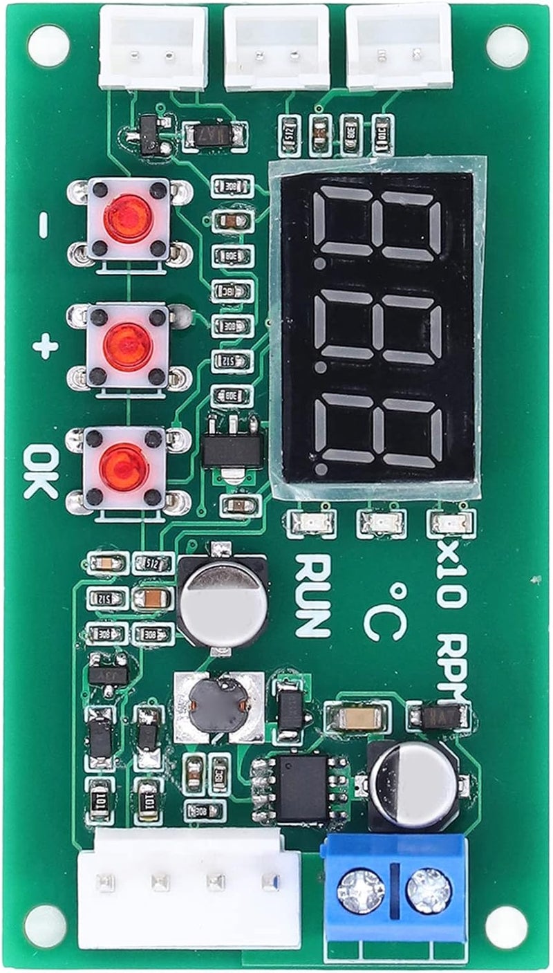 حاكم تحكم درجة حرارة المروحة، وحدة PWM رقمية ذات 4 أسلاك لمروحات EBM EC، جهد واسع من DC12 إلى 48V، مع قياس دقيق لدرجة الحرارة في النطاق من -9.9 إلى 99.9 درجة مئوية واستهلاك منخفض للطاقة في درجات الحرارة المنخفضة. - Image 2