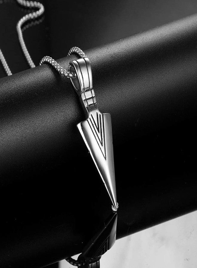 Okos Men's Fashion Jewellery Combo Pack of 4 Stainless Steel Solid Black and Silver Plating Stylish Vertical Bar and Arrow Pendant For Boys and Men PD1000876STYL1 - Image 2