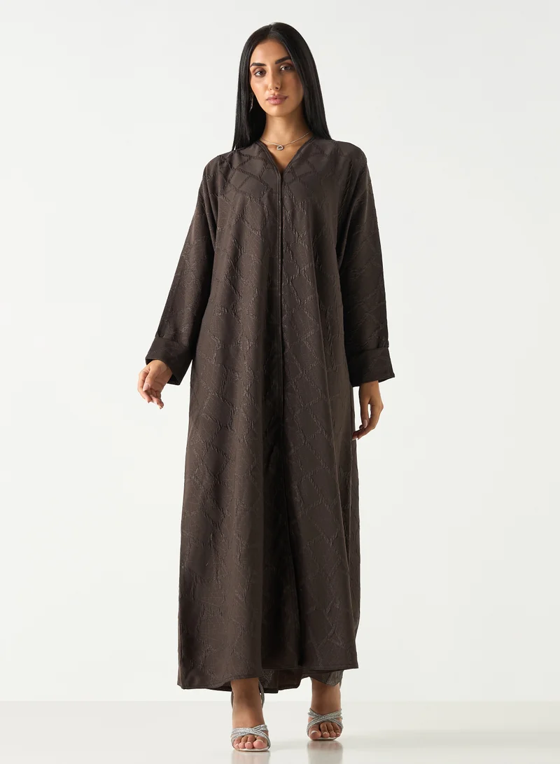 Hadiyath Al Madinah Classic Abaya with Geometric Pattern - HM