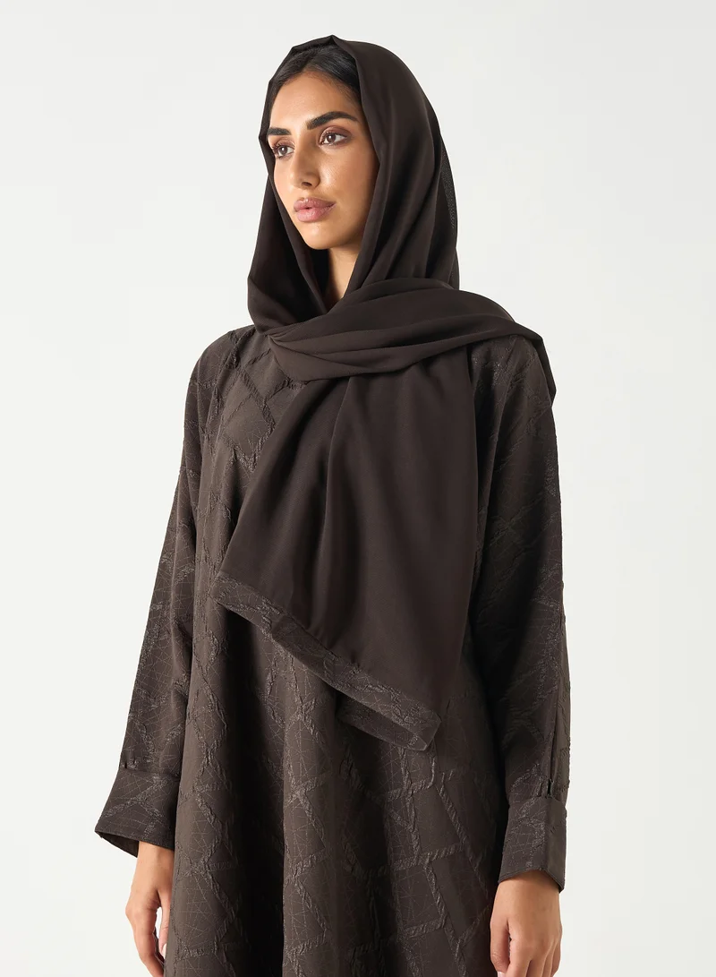 Hadiyath Al Madinah Classic Abaya with Geometric Pattern - HM