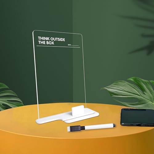 True Flair Trueflair Acrylic Board For Desk (24x16 CM)| Best Planner & Organiser For Enhancing Productivity | White Acrylic Base With Slot For Phone | Including Dry Erase Marker (Think Outside The Box, Design 1) - Image 1