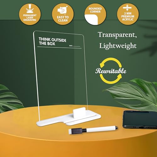 True Flair Trueflair Acrylic Board For Desk (24x16 CM)| Best Planner & Organiser For Enhancing Productivity | White Acrylic Base With Slot For Phone | Including Dry Erase Marker (Think Outside The Box, Design 1) - Image 4