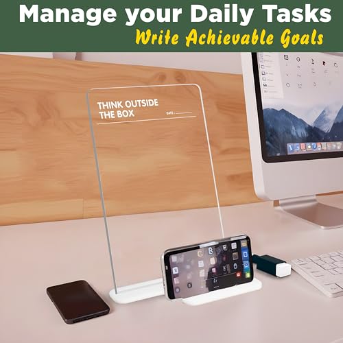True Flair Trueflair Acrylic Board For Desk (24x16 CM)| Best Planner & Organiser For Enhancing Productivity | White Acrylic Base With Slot For Phone | Including Dry Erase Marker (Think Outside The Box, Design 1) - Image 2