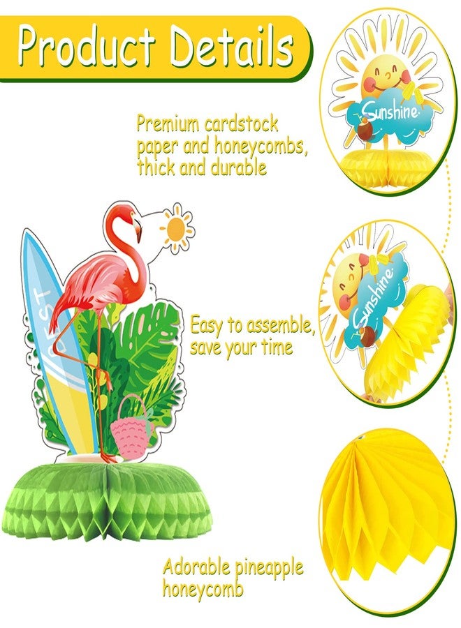 Tarklanda 9 Pcs Hawaii Beach Honeycomb Centerpieces, Summer Pool Party Table Toppers 3D Double Side Paper for Hawaii Luau Pool Birthday Photo Props Party Decor Supplies - Image 3