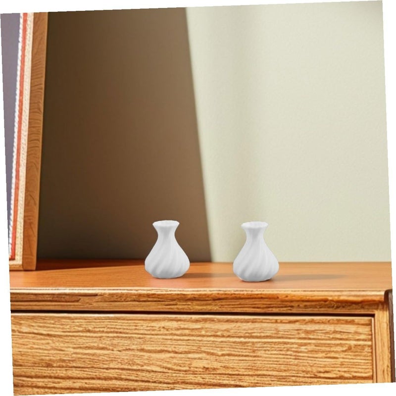 Miniature White Plant Pots 10pcs For Dollhouse Decor & Scenic Supplies - Image 5