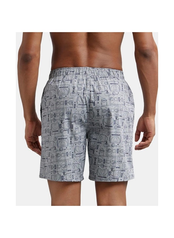JOCKEY - Jockey Men's Super Combed Mercerized Cotton Woven Printed Boxer Shorts with Side Pockets | Pack of 2 Colors & Prints May Vary |_Style_US57_Navy Seaport Teal_M - Image 1