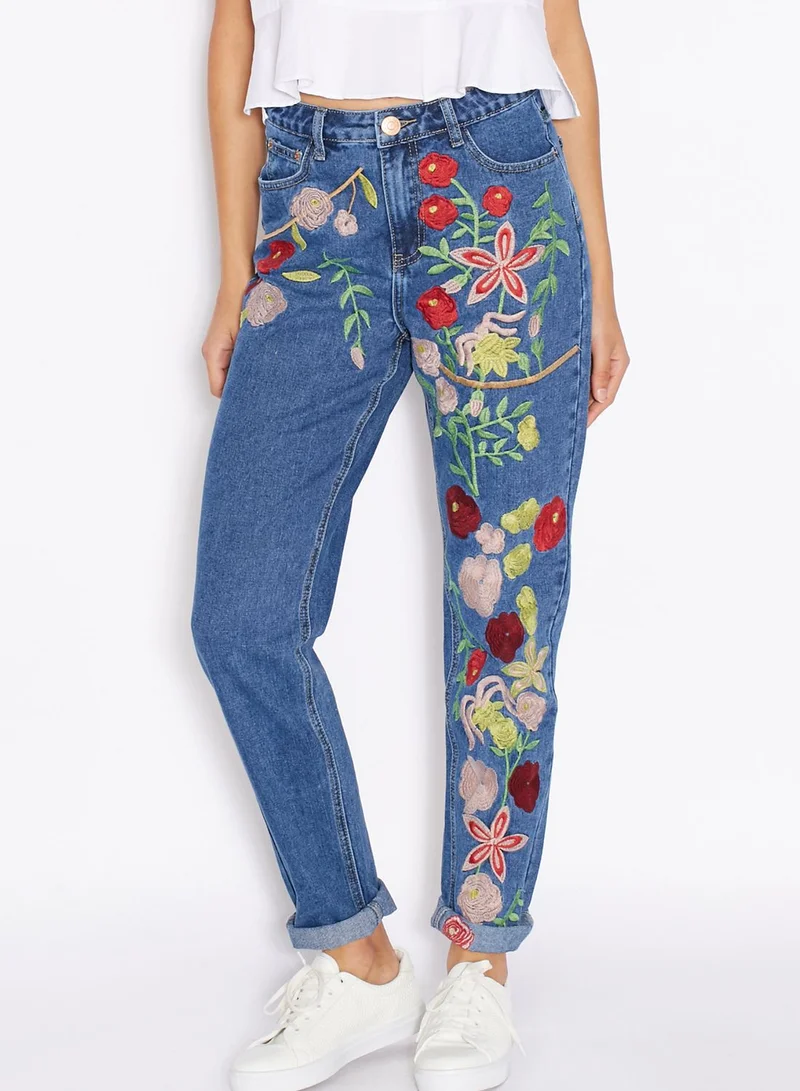 GLAMOROUS Embroidered Skinny Jeans