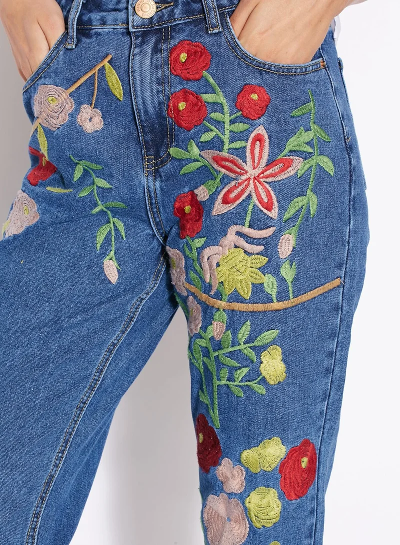 GLAMOROUS Embroidered Skinny Jeans