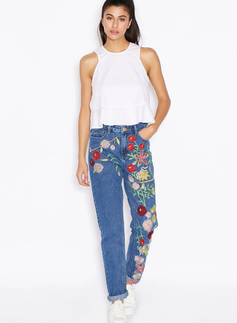 GLAMOROUS Embroidered Skinny Jeans