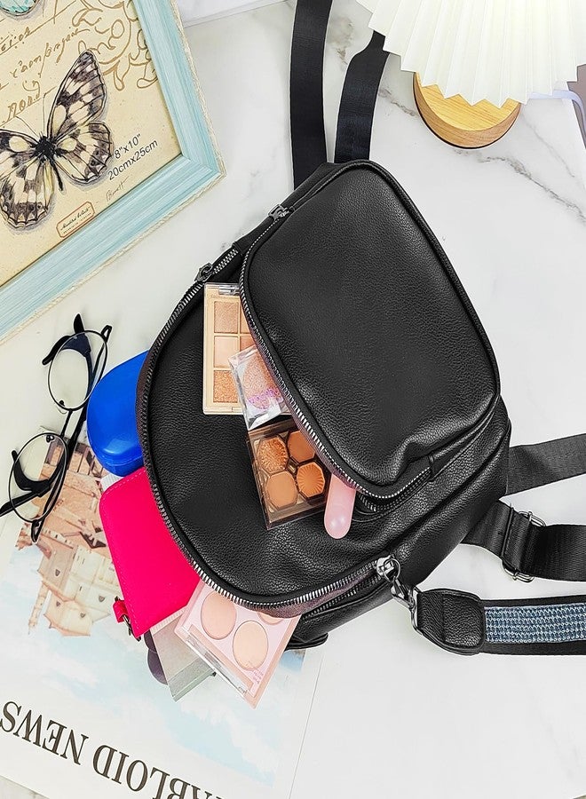 WisePoint Womens Backpacks, PU Leather Small Backpack for Women, Womens Small Backpack Purse Backpack Handbag (black) - Image 4
