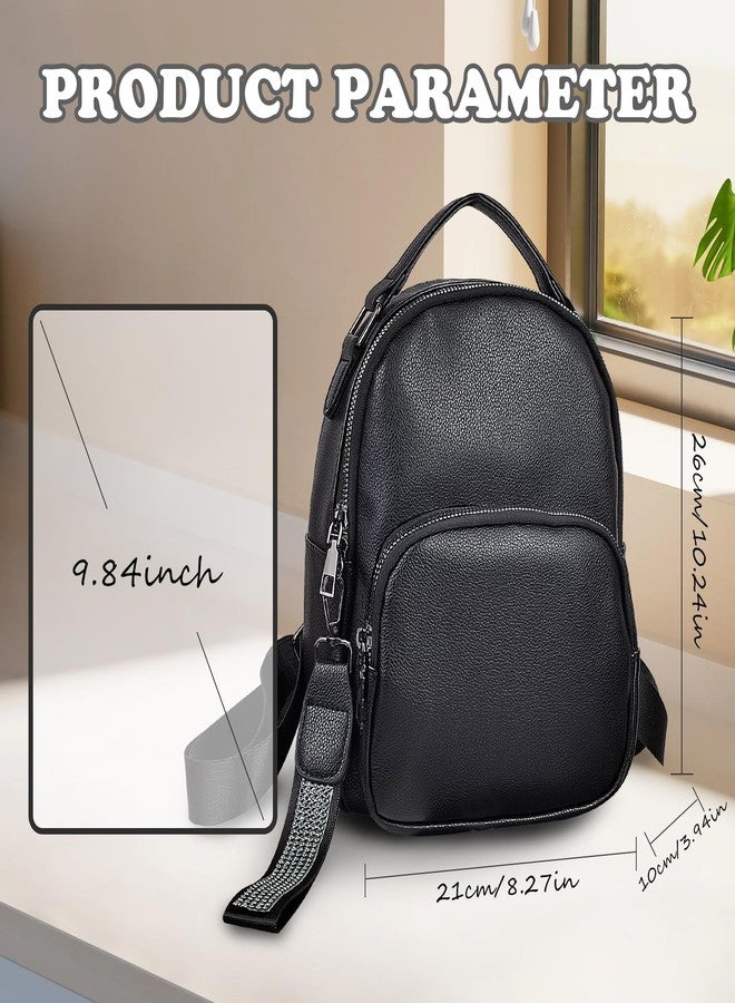 WisePoint Womens Backpacks, PU Leather Small Backpack for Women, Womens Small Backpack Purse Backpack Handbag (black) - Image 2