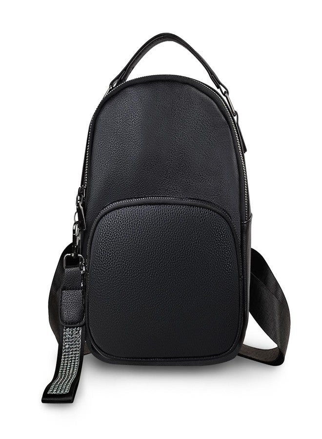 WisePoint Womens Backpacks, PU Leather Small Backpack for Women, Womens Small Backpack Purse Backpack Handbag (black) - Image 1