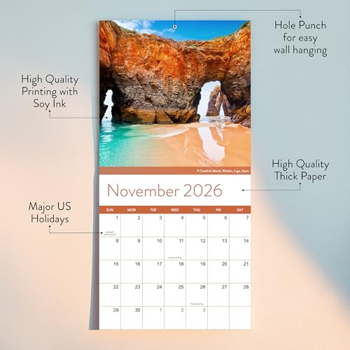 Eterna Goods 2026 Beaches Wall Calendar | Tranquil Beach Photos From Around The World, Beautiful Scenic Ocean Beaches & Sandy Sunsets, Calendar Stocking Stuffer Gift for Men or Women - Image 3