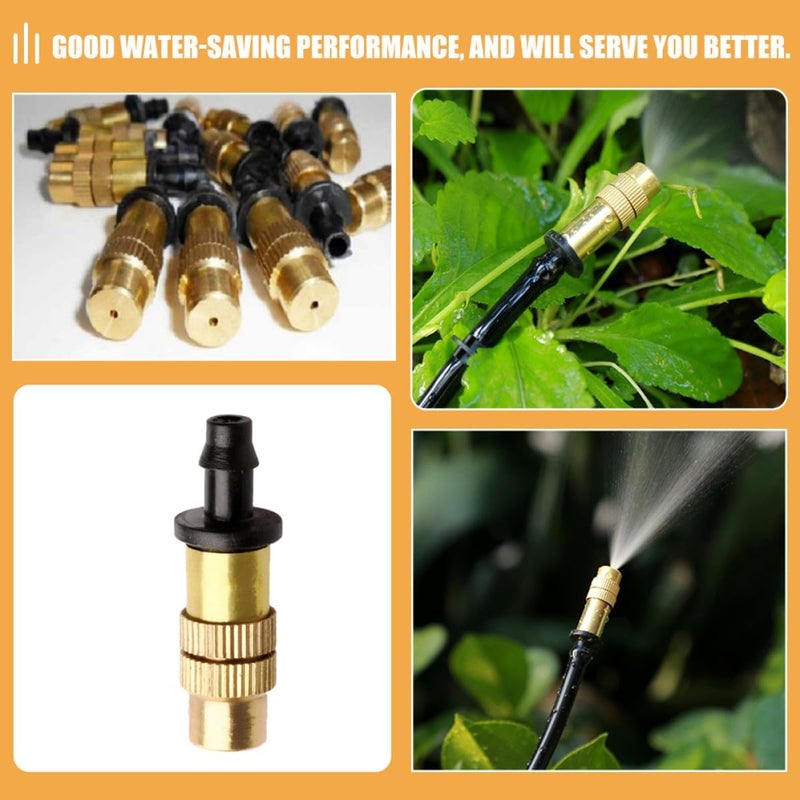 Angoily 16pcs Low Pressure Misting Nozzles for Garden Hose, 4/7mm Adjustable Copper Spray Nozzle with Barb Connector, Outdoor Lawn Watering and Cooling System Accessories - Image 5