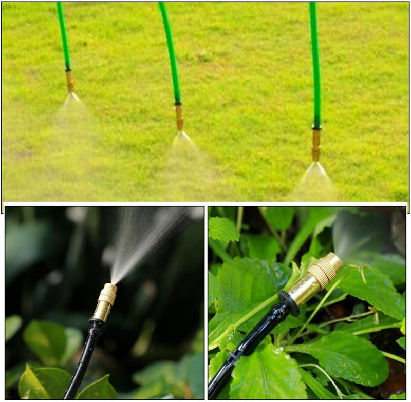 Angoily 16pcs Low Pressure Misting Nozzles for Garden Hose, 4/7mm Adjustable Copper Spray Nozzle with Barb Connector, Outdoor Lawn Watering and Cooling System Accessories - Image 3