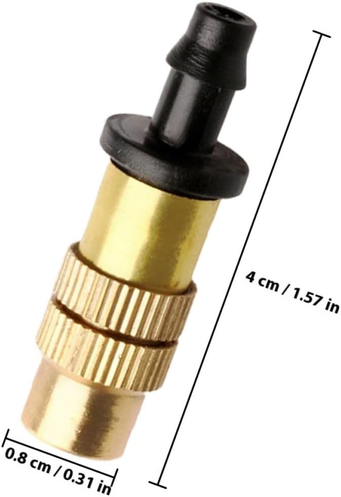 Angoily 16pcs Low Pressure Misting Nozzles for Garden Hose, 4/7mm Adjustable Copper Spray Nozzle with Barb Connector, Outdoor Lawn Watering and Cooling System Accessories - Image 2