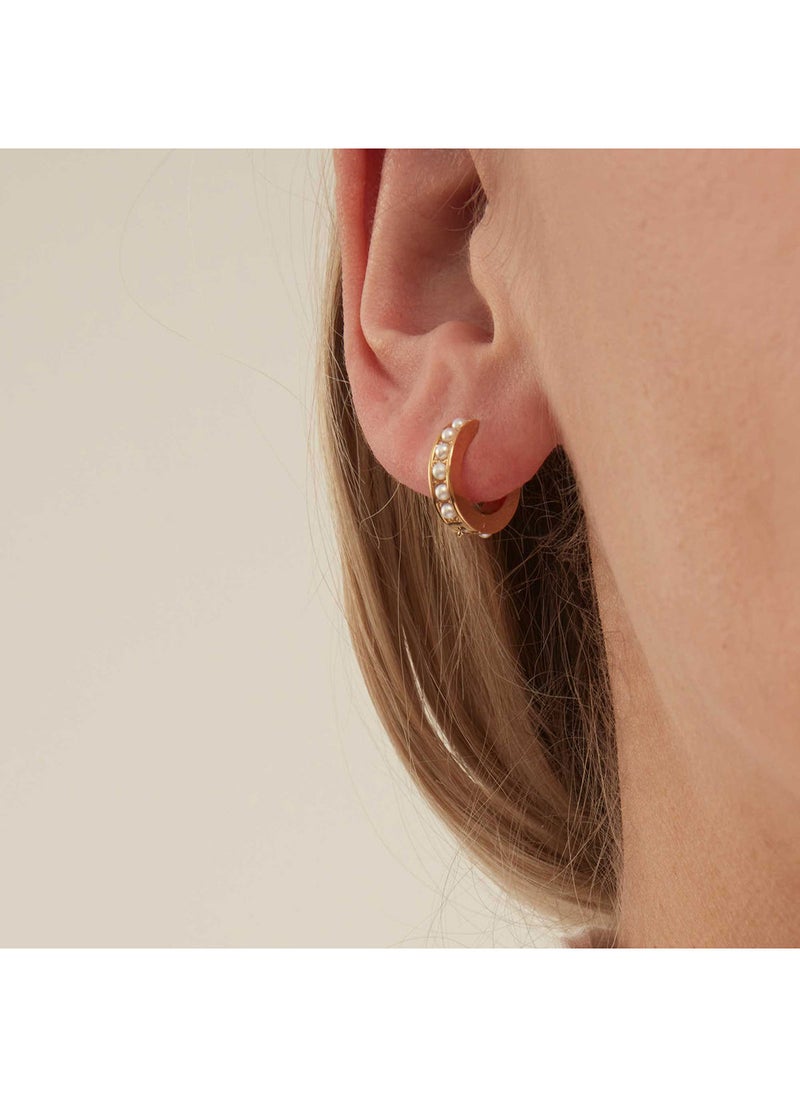 ORELIA LONDON - Pearl Huggie Hoops - Image 1