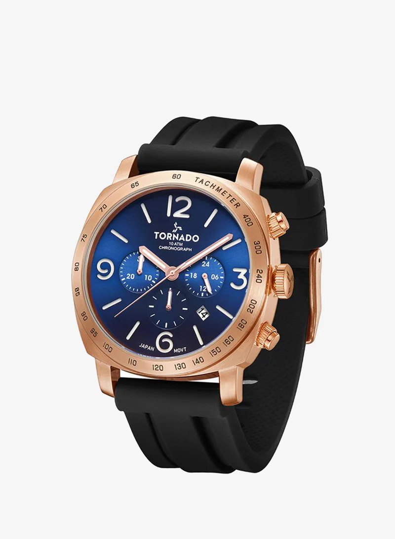 TORNADO Men's Silicone Chronograph Watch T9102-KSBN - 43x52 mm