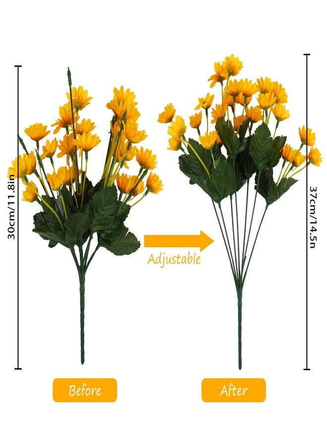 obbsie 12PCS Silk Sunflowers Artificial Flowers Bulk, Fake Sunflowers with 24 Small Daisy Mums Flowers for Outdoors Home Office Centerpiece Window Porch Hanging Planter Fall Décor (Yellow) - Image 3