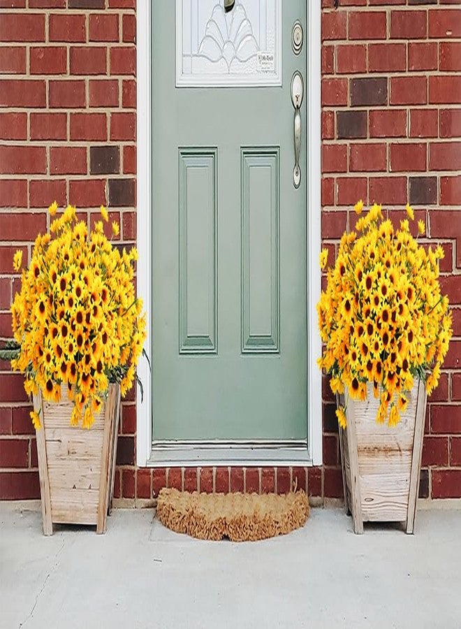 obbsie 12PCS Silk Sunflowers Artificial Flowers Bulk, Fake Sunflowers with 24 Small Daisy Mums Flowers for Outdoors Home Office Centerpiece Window Porch Hanging Planter Fall Décor (Yellow) - Image 5