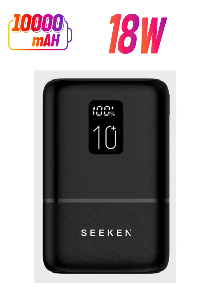 Seeken - Seeken Power Booster Neo – Rapid Charging 10000mAh Powerbank Black Compatible with iPhone, Samsung, iPad and more- Black - Image 1