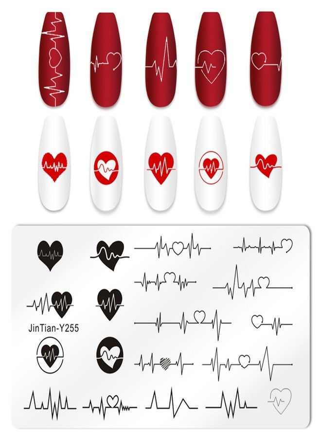 DANNEASY 6 Pieces Heart Nail Stamping Plate for Valentine's Day Nail Stamps Stencils Nail Art Stamping Kit Plates for Nails Design Manicure Template Tools Acrylic Nail Accessories - Image 3