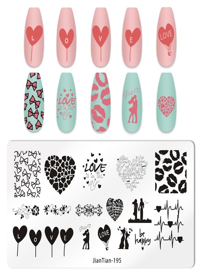 DANNEASY 6 Pieces Heart Nail Stamping Plate for Valentine's Day Nail Stamps Stencils Nail Art Stamping Kit Plates for Nails Design Manicure Template Tools Acrylic Nail Accessories - Image 4