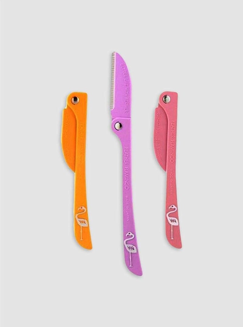 Blooming Balanced weight 3 Piece Flamingos Ladies Razor For Facial And Body Hair Yellow/Pink/Purple, Multicolor Practical design alternatives - Image 1