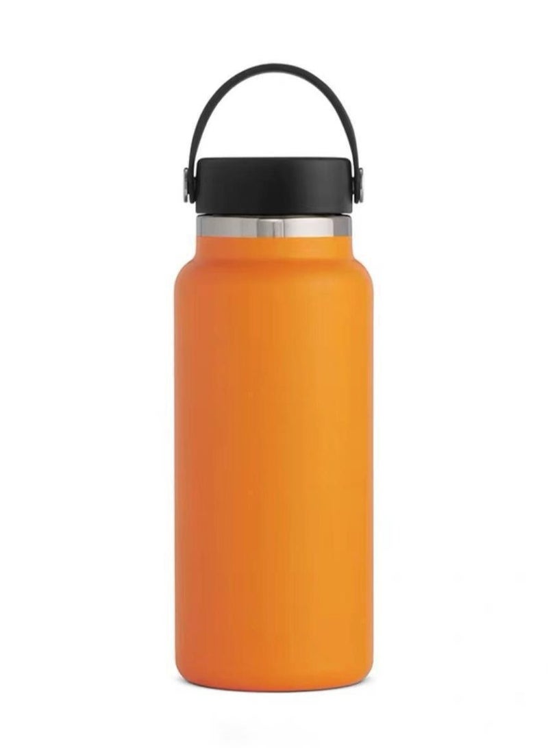 زد Thermos cup Large capacity outdoor sports kettle Double vacuum 32oz orange 