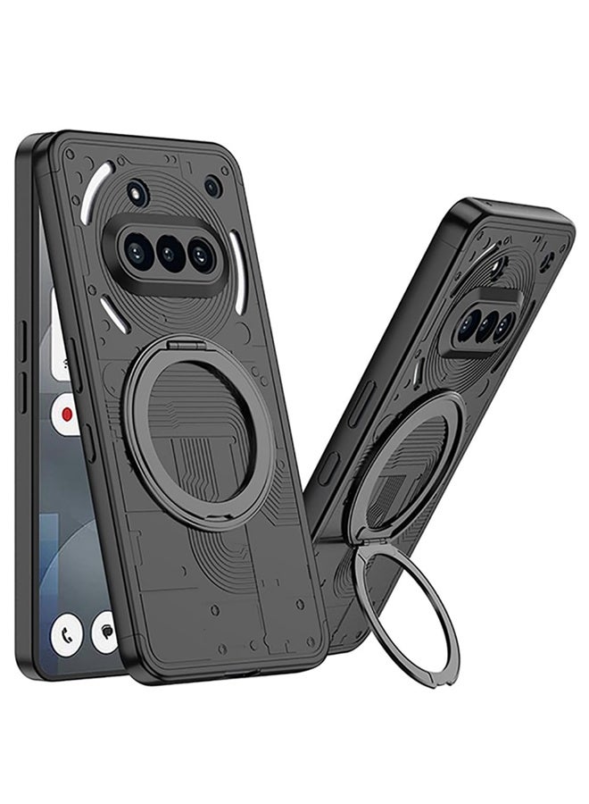 X-level Magnetic Stand Case for Nothing Phone 3A【360° Rotation Magnetic Stand】【N52 Stronger Magnets】Shockproof Protection, Anti-Yellow & Anti-Scratch, Ultra Slim, Magnetic Cover with Wireless Charging for Nothing Phone 3A Cover (Black） - Image 1