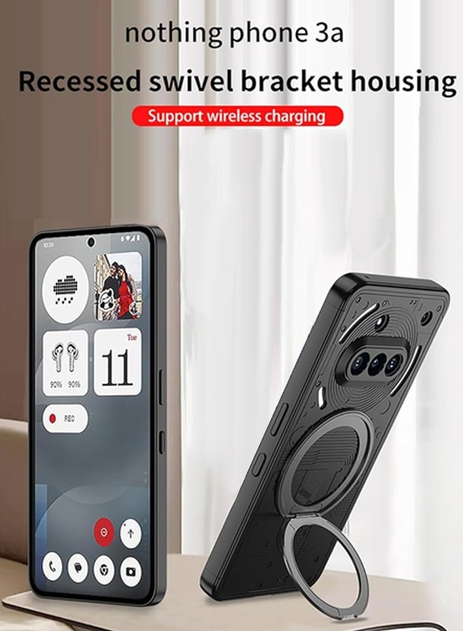 X-level Magnetic Stand Case for Nothing Phone 3A【360° Rotation Magnetic Stand】【N52 Stronger Magnets】Shockproof Protection, Anti-Yellow & Anti-Scratch, Ultra Slim, Magnetic Cover with Wireless Charging for Nothing Phone 3A Cover (Black） - Image 2