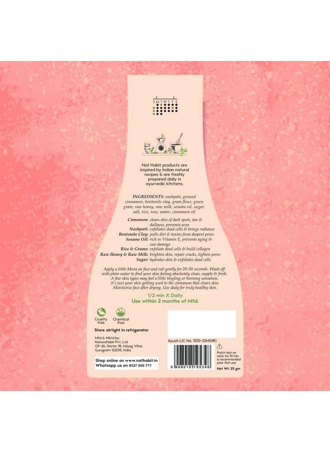 Nat Habit Face Scrub Cinnamon Nashpati Radiance Exfoliating Mura For Tan, Deep Cleansing, Pigmentation & Blemish Control, Chemical Free (Pack Of 2 X 25 Gm)  - Image 3