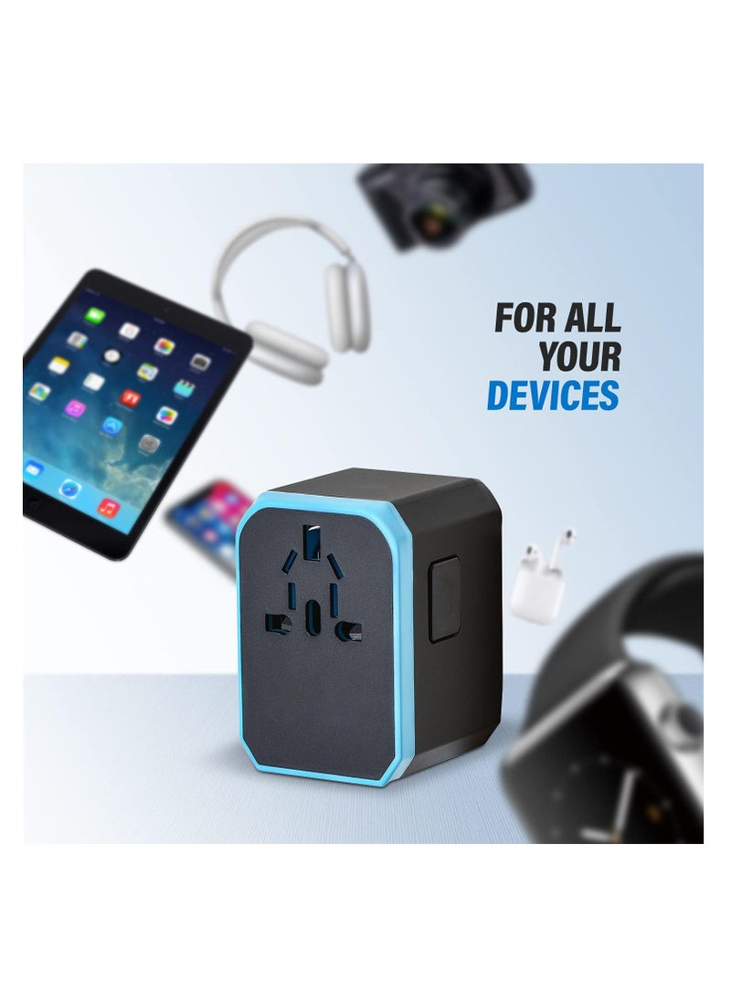 KASTWAVE - Universal Travel Adapter, International Plug Adapter, 5.6A Smart Power 3.0A 4 USB 1 Type C, Power Adapter Travel Cha rger, Outlet Converter Worldwide (Type C/G/A/I) - Image 1