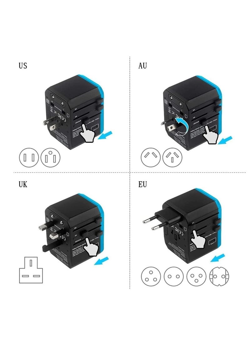 KASTWAVE - Universal Travel Adapter, International Plug Adapter, 5.6A Smart Power 3.0A 4 USB 1 Type C, Power Adapter Travel Cha rger, Outlet Converter Worldwide (Type C/G/A/I) - Image 1