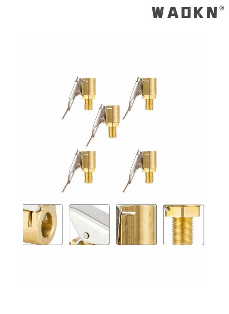 WAOKN - 5 PCS Car Inflation Quick Connect American Style Inflation Nozzle Adapter Brass Tire Air Chuck  Heavy Duty Lock on Tire Inflator Chuck with Clip for Tire Inflator Gauge Compressor Accessories Gold - Image 1