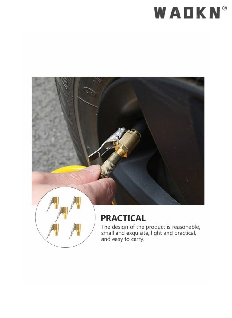 WAOKN - 5 PCS Car Inflation Quick Connect American Style Inflation Nozzle Adapter Brass Tire Air Chuck  Heavy Duty Lock on Tire Inflator Chuck with Clip for Tire Inflator Gauge Compressor Accessories Gold - Image 1