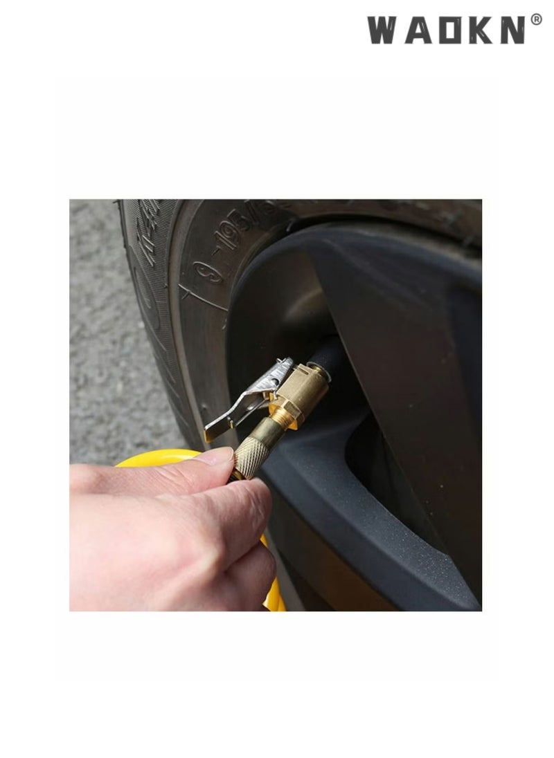 WAOKN - 5 PCS Car Inflation Quick Connect American Style Inflation Nozzle Adapter Brass Tire Air Chuck  Heavy Duty Lock on Tire Inflator Chuck with Clip for Tire Inflator Gauge Compressor Accessories Gold - Image 1