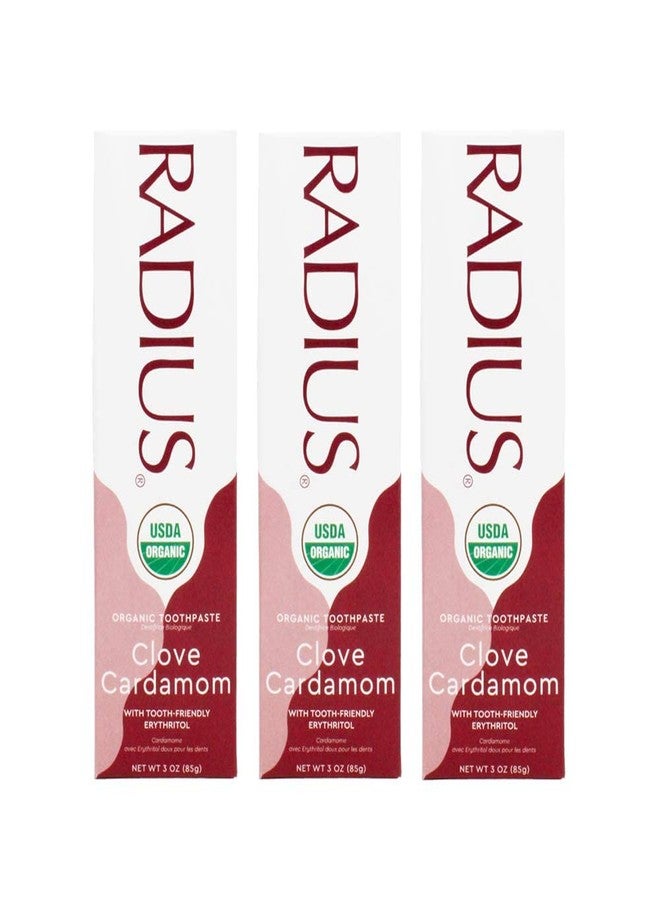RADIUS Toothpaste, Clove Cardamom, 3 oz, USDA Organic Non-Toxic Chemical-Free Gluten-Free, Designed to Improve Gum Health & Prevent Cavities, Pack of 3 - Image 1