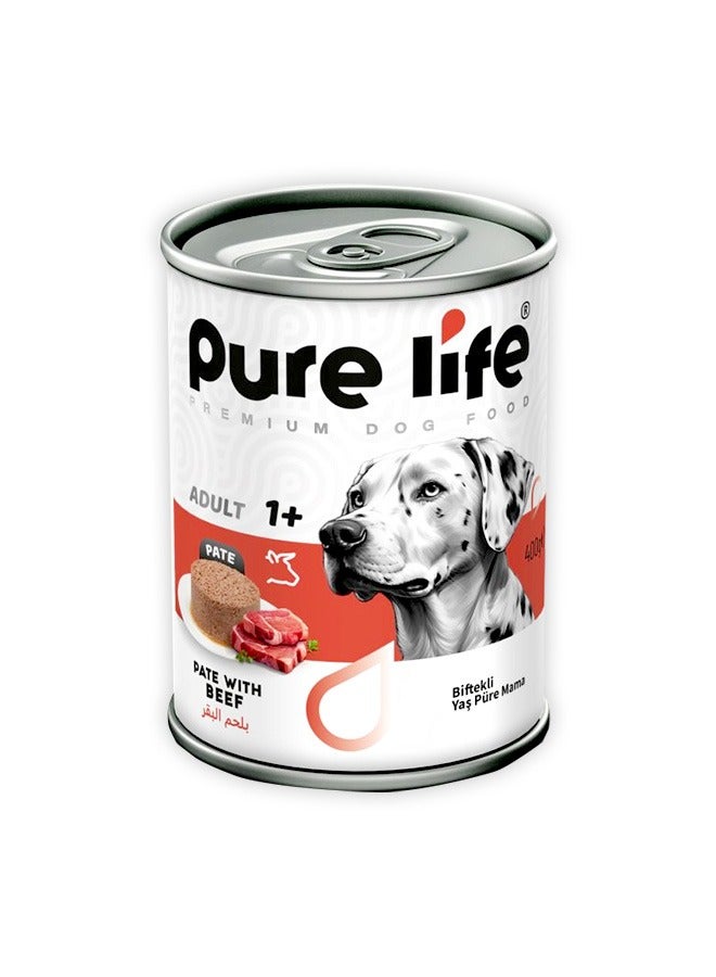 Pure Life Premium Pate With Beef Adult Dog Food - 400G - Image 1