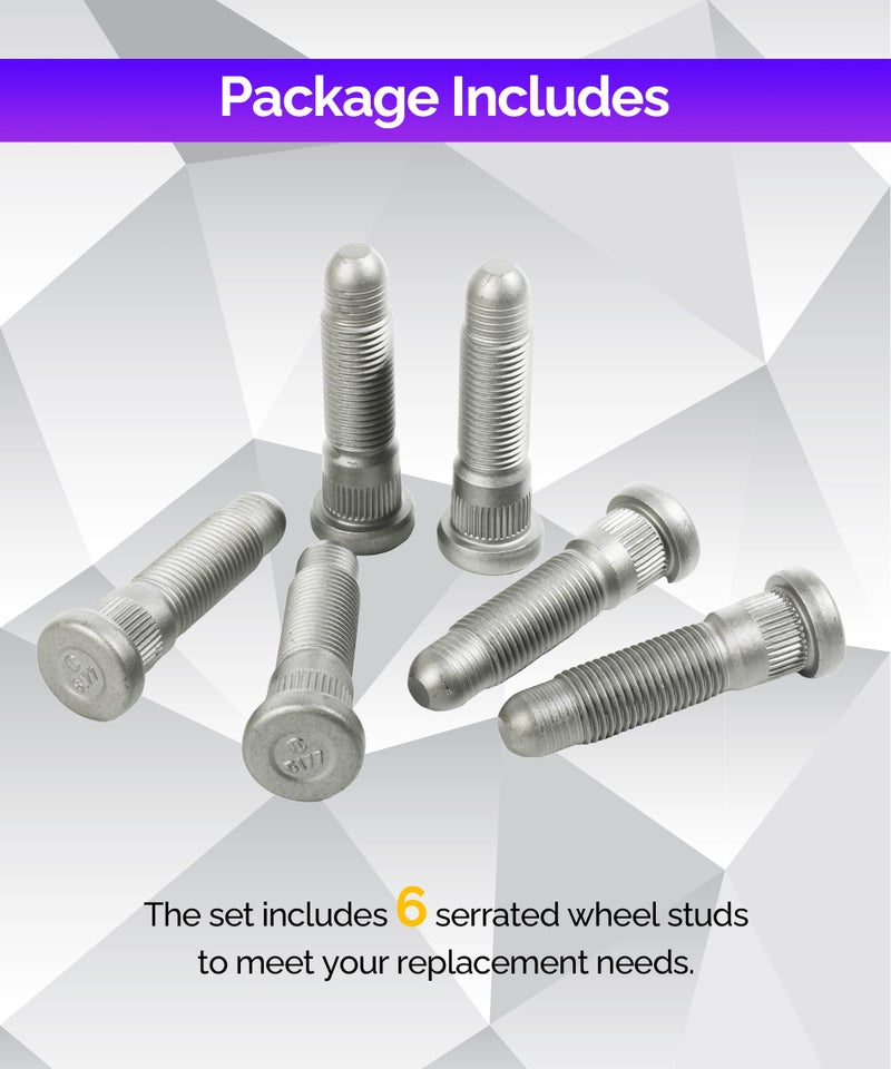 RACOONA 6PCS Wheel Studs,M14 x 1.50 & 31mm Long Lug Studs Serrated Wheel Stud,Wheel Stud Replacement,Car Accessories Serrated Wheel Studs Lug Stud,Compatible with Select Models - Image 3