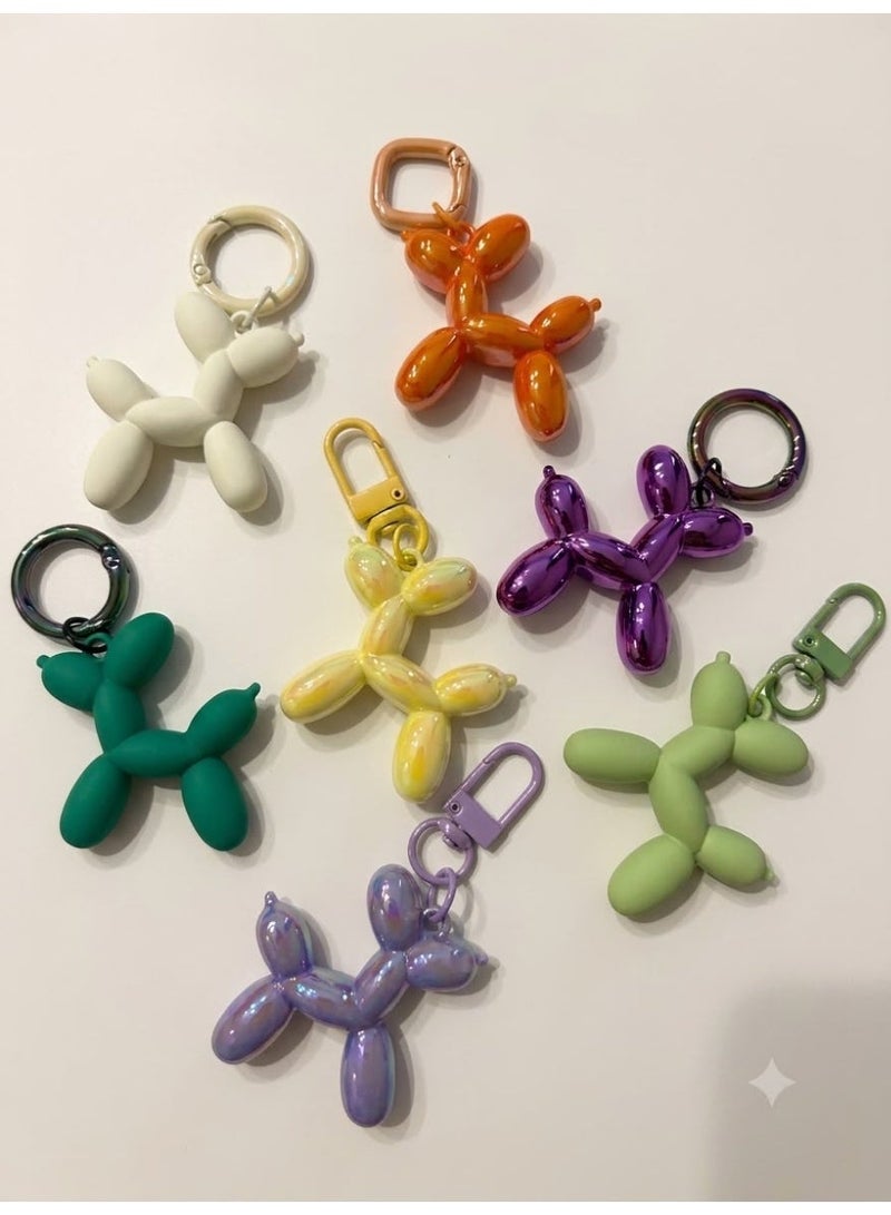 HYLN Matte Green Balloon Dog Charm Keychain with Multi-Colored Carabiner - Image 1