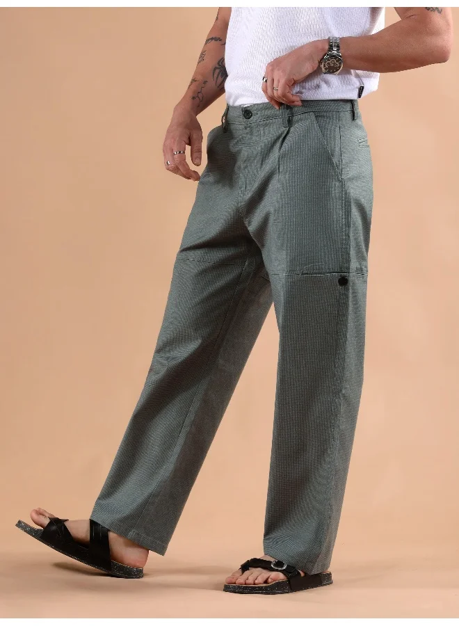 Beyoung Dark Grey Houndstooth Cargo Trouser