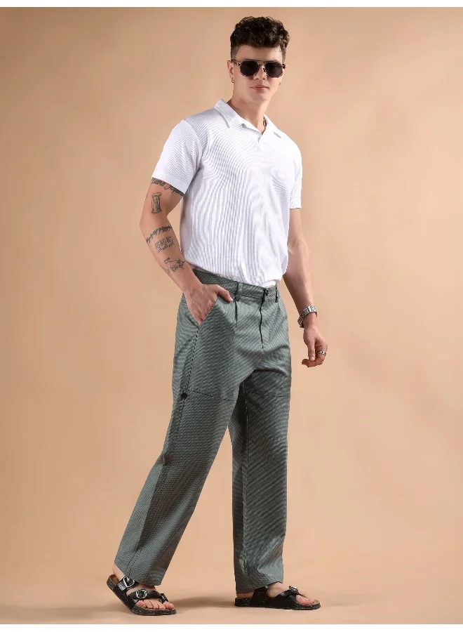 Beyoung Dark Grey Houndstooth Cargo Trouser
