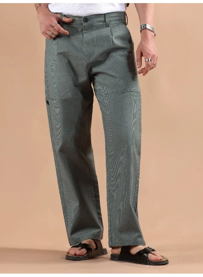 Beyoung Dark Grey Houndstooth Cargo Trouser