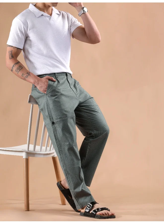 Beyoung Dark Grey Houndstooth Cargo Trouser