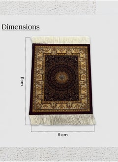 Mida Carpet Coasters 2 Pieces - Oriental Rug Design Fabric Rug Set of 2 Tassel Decorated Coasters for Table Coffee Rug (Mixed Colors - 2 Pieces)  - Image 5